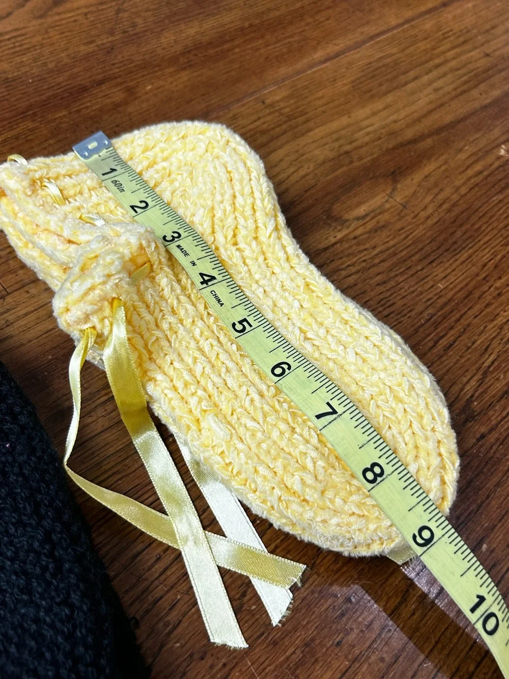 Hand Crocheted Kids Slippers Lot of 2 Pairs Yellow Navy Gold